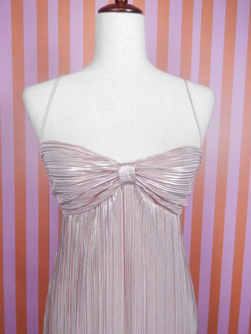 Lovers And Friends Light Metallic Pink Plisse Mya Formal Hoco Gown Dress New S - Picture 6 of 9